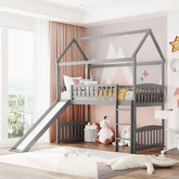 Bellemave® Twin Size House Loft Bed with Ladder and Slide - Bellemave